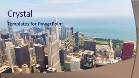  Presentation with chicago - Slide deck having mercury - cityscape view of chicago background and a sky blue colored foreground