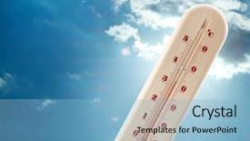  Presentation with hot thermometer - Colorful theme enhanced with mercury - thermometer showing high temperature backdrop and a light blue colored foreground