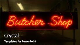  Presentation with mercury - Audience pleasing PPT theme consisting of mercury element - neon sign series butcher shop backdrop and a black colored foreground