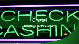 Presentation with 80s era neon lights sign - Cool new presentation theme with mercury element - neon sign series check cashing backdrop and a forest green colored foreground