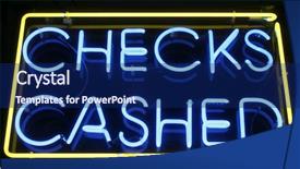  Presentation with checks - Beautiful presentation design featuring mercury element - neon sign series checks cashed backdrop and a navy blue colored foreground