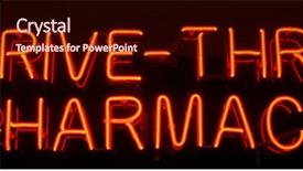  Presentation with neon - Theme featuring mercury element - neon sign series drive-thru pharmacy background and a wine colored foreground