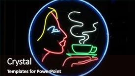  Presentation with cup coffee - Colorful presentation enhanced with mercury element - neon sign series female face backdrop and a black colored foreground