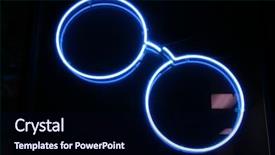  Presentation with neon - Amazing PPT theme having mercury element - neon sign series glasses backdrop and a wine colored foreground