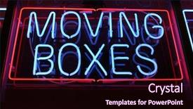  Presentation with neon - PPT theme enhanced with mercury element - neon sign series moving boxes background and a wine colored foreground