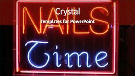  Presentation with 80s era neon lights sign - Theme having mercury element - neon sign series nails time background and a crimson colored foreground