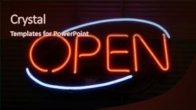  Presentation with 80s era neon lights sign - Presentation with mercury element - neon sign series open background and a wine colored foreground