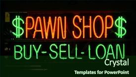  Presentation with neon - Audience pleasing PPT theme consisting of mercury element - neon sign series pawn shop backdrop and a forest green colored foreground
