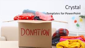  Presentation with donation - Presentation theme featuring mercy - donation box with clothing background and a sky blue colored foreground