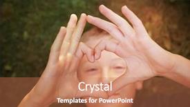  Presentation with hands the shape of a heart - Audience pleasing theme consisting of mercy - happy boy laying outdoors making backdrop and a coral colored foreground