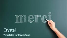  Presentation with blackboard - PPT theme enhanced with mercy - merci written on blackboard background and a ocean colored foreground
