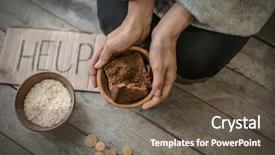  Presentation with rich vs poor - Theme with mercy - poor woman holding bowl background and a gray colored foreground