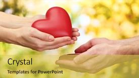  Presentation with hands heart - Slide deck consisting of helpdesk customer support communication enquiry background and a light blue colored foreground