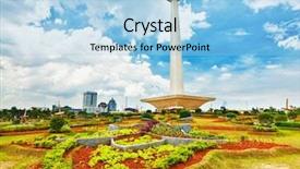  Presentation with square - Theme having merdeka square central jakarta indonesia background and a light blue colored foreground