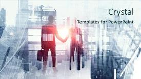  Presentation with media - Presentation theme having merge - merging with big business mixed background and a sky blue colored foreground