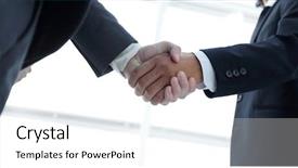 Presentation with handshake - PPT theme with mergers acquisitions - businessmen making handshake - business background and a white colored foreground