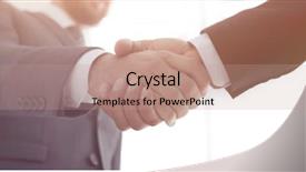  Presentation with handshake - Audience pleasing PPT layouts consisting of mergers acquisitions - businessmen making handshake - business backdrop and a coral colored foreground