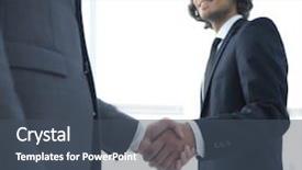  Presentation with business and politics handshake - Cool new theme with mergers acquisitions - businessmen making handshake - business backdrop and a ocean colored foreground