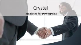  Presentation with handshake - PPT layouts featuring mergers acquisitions - businessmen making handshake - business background and a light gray colored foreground