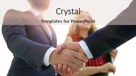  Presentation with handshake - Theme featuring mergers acquisitions - businessmen making handshake - business background and a lemonade colored foreground