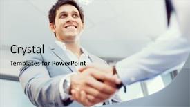  Presentation with seasons greeting - PPT layouts with mergers acquisitions - handshake of businessmen greeting each background and a light gray colored foreground