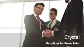  Presentation with shaking hands - PPT theme consisting of mergers acquisitions - two businessmen shaking hands background and a dark gray colored foreground