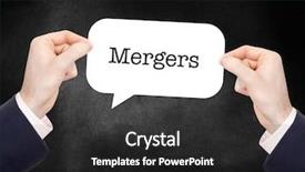  Presentation with autobiography biography written in search - PPT theme with mergers written on a speechbubble background and a dark gray colored foreground