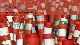  Presentation with caution - Cool new PPT theme with merging roads - caution traffic signs orange safety backdrop and a red colored foreground