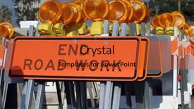  Presentation with caution - Slides enhanced with merging roads - caution traffic signs orange safety background and a red colored foreground