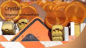  Presentation with caution - Slide set featuring merging roads - caution traffic signs orange safety background and a red colored foreground