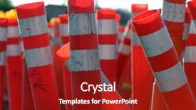  Presentation with caution - Colorful presentation theme enhanced with merging roads - caution traffic signs orange safety backdrop and a  colored foreground