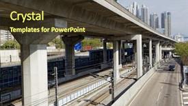  Presentation with tracks - Colorful presentation enhanced with merging roads - freeway overpasses and train tracks backdrop and a  colored foreground