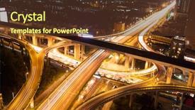  Presentation with highway - Beautiful theme featuring merging roads - highway in city at nigh backdrop and a  colored foreground