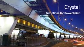  Presentation with urban - Cool new slide set with merging roads - night urban landscape backdrop and a navy blue colored foreground