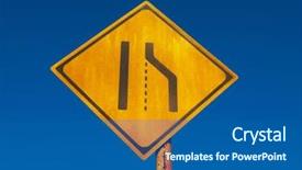  Presentation with road stop sign - Presentation theme enhanced with merging roads - old and grungy road narrows background and a ocean colored foreground