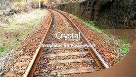  Presentation with rail - PPT layouts enhanced with merging roads - rail ways background and a coral colored foreground