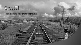  Presentation with railway - Slide deck featuring merging roads - railway background and a  colored foreground