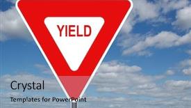  Presentation with clouds - Cool new theme with merging roads - yield sign with clouds backdrop and a light blue colored foreground