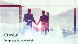  Presentation with media - Slides featuring merge - merging with big business mixed background and a cool aqua colored foreground