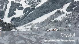  Presentation with storm - Cool new slides with meribel ski resort after snow storm backdrop and a gray colored foreground
