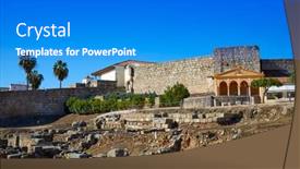  Presentation with spain - Audience pleasing slide deck consisting of merida-alcazaba-in-spain-badajoz backdrop and a cobalt blue colored foreground