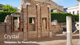  Presentation with roman ruins - Theme consisting of merida-in-badajoz-roman-ruins background and a violet colored foreground