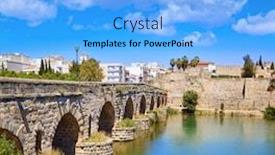  Presentation with roman - Presentation theme having merida-in-spain-roman-bridge background and a light blue colored foreground