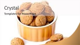  Presentation with almond - Cool new slide deck with meringue almond cookies in bowl isolated on white background backdrop and a white colored foreground