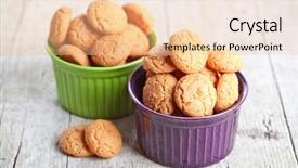  Presentation with almond - Theme with meringue almond cookies in bowls on wooden background background and a lemonade colored foreground