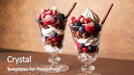  Presentation with chocolate dessert - Cool new PPT theme with meringue and whipped cream layer backdrop and a coral colored foreground