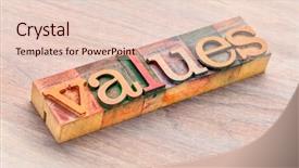  Presentation with color blocks - PPT layouts having values word abstract in letterpress background and a lemonade colored foreground