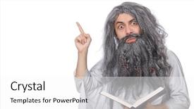  Presentation with werry old man and gis music - Amazing PPT theme having merlin - funny old man isolated backdrop and a  colored foreground
