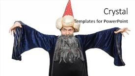  Presentation with wizard - Theme consisting of merlin - funny wise wizard isolated background and a white colored foreground
