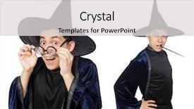  Presentation with wizard - Slide deck enhanced with merlin - funny wise wizard isolated background and a  colored foreground